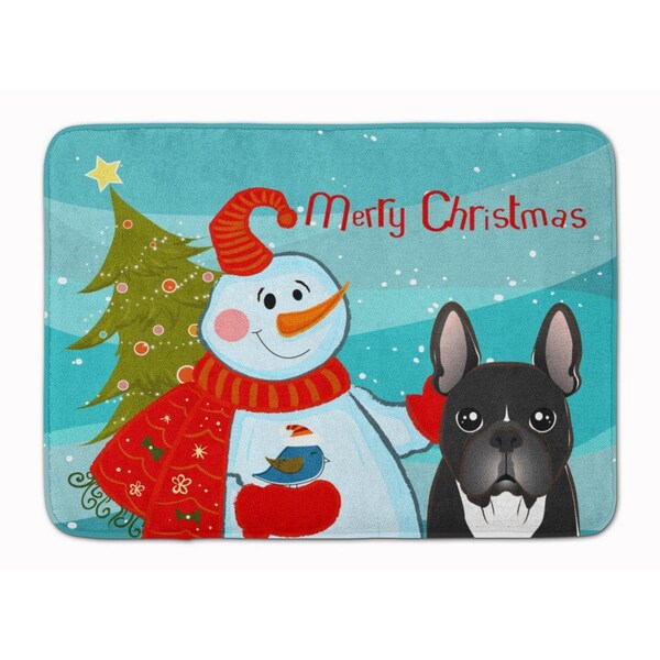 Carolines Treasures Snowman with French Bulldog Machine Washable Memory Foam Mat BB1847RUG - main